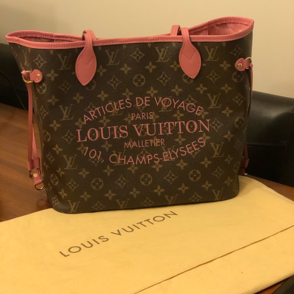 Louis Vuitton Neverfull MM IKAT rose pink